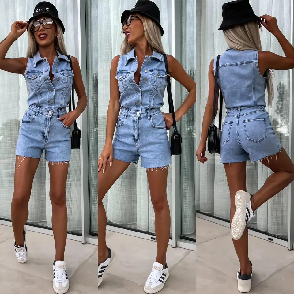 Roxy Denim Playsuit Blauw