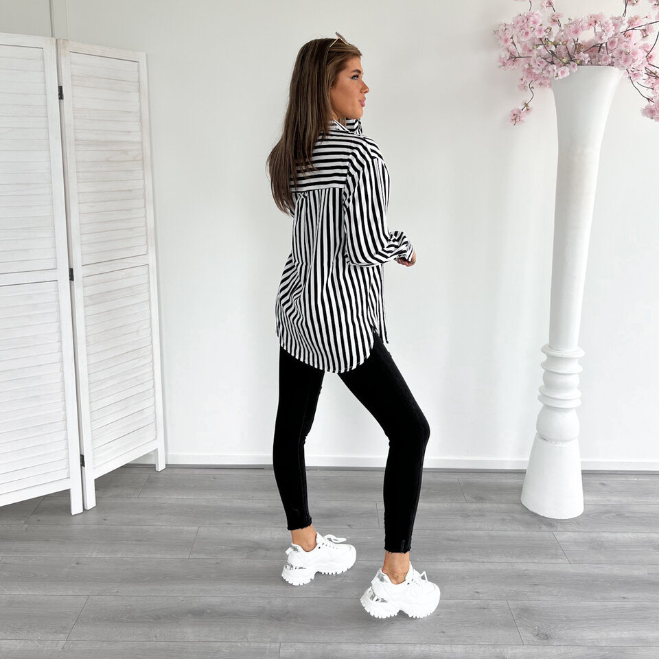 Strepen Blouse Zwart Wit