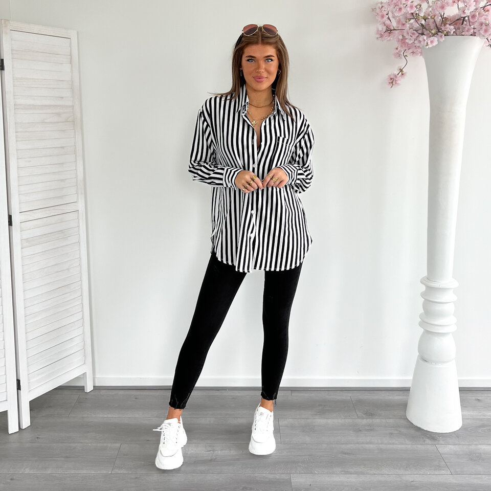 Strepen Blouse Zwart Wit