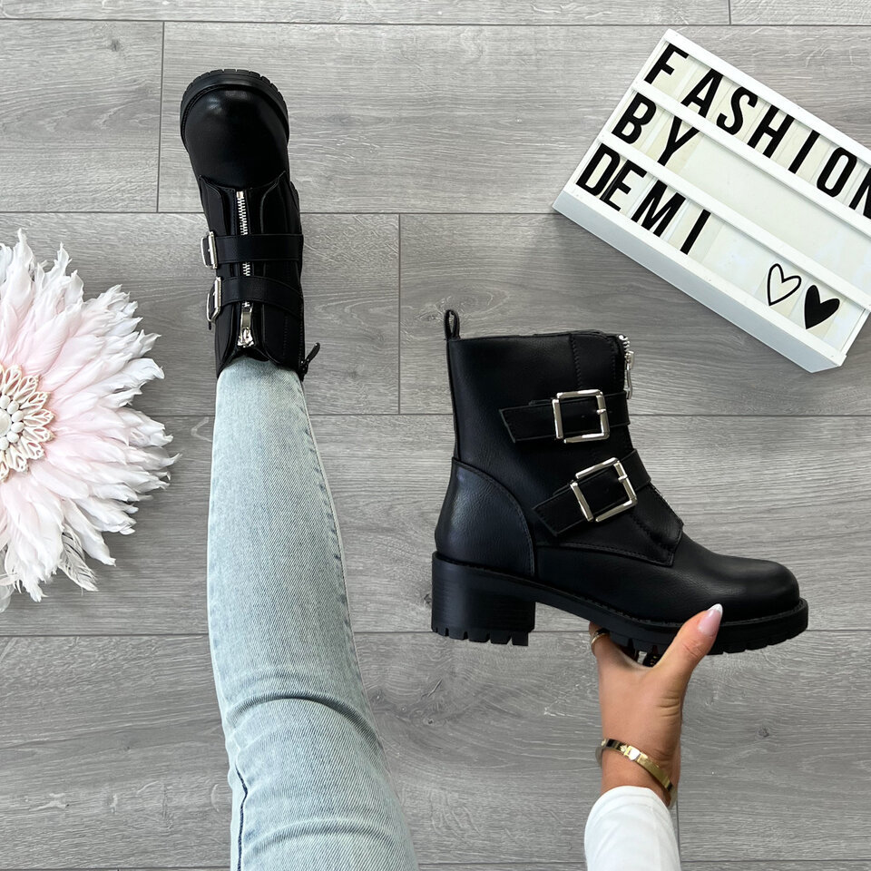 Gespen Boots Zwart Zilver