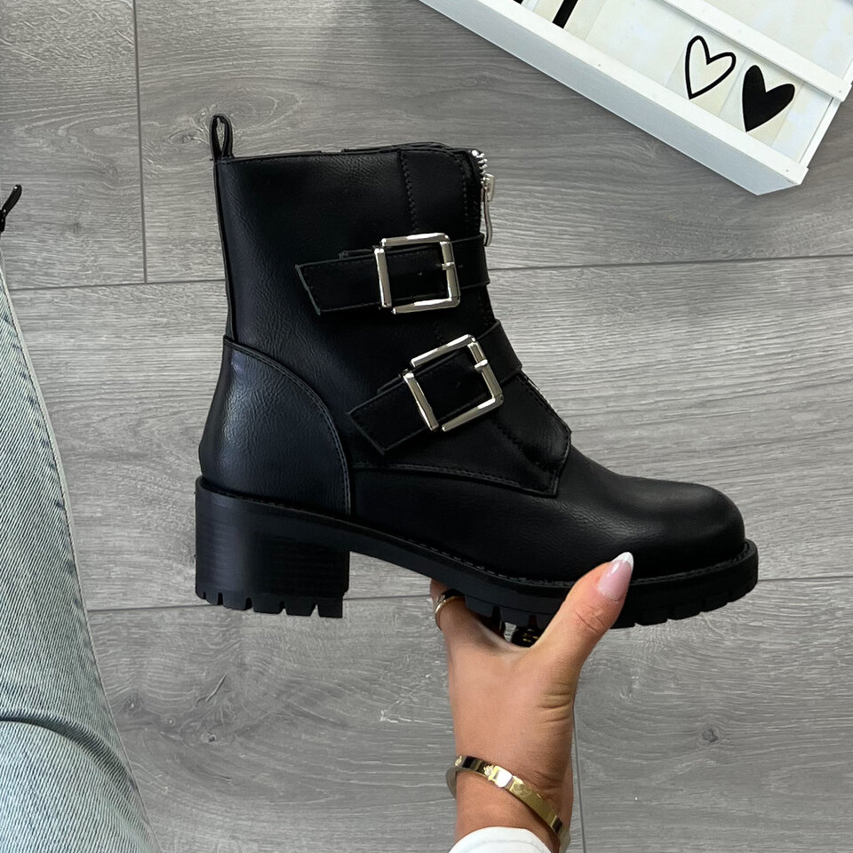 Gespen Boots Zwart Zilver