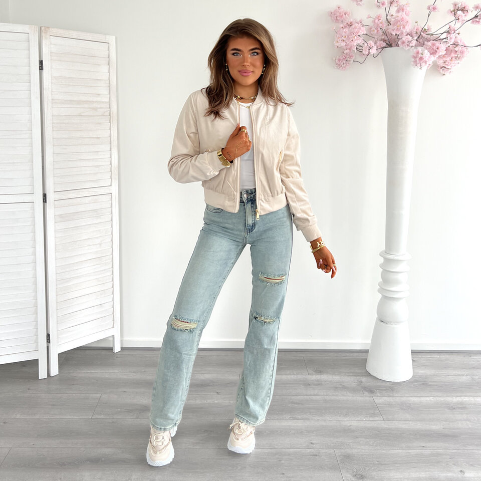 Suede Bomber Jasje Beige