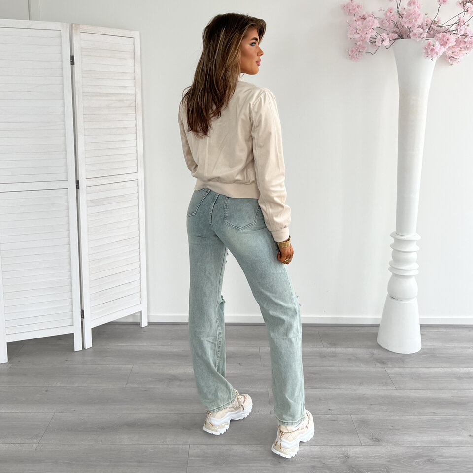 Suede Bomber Jasje Beige