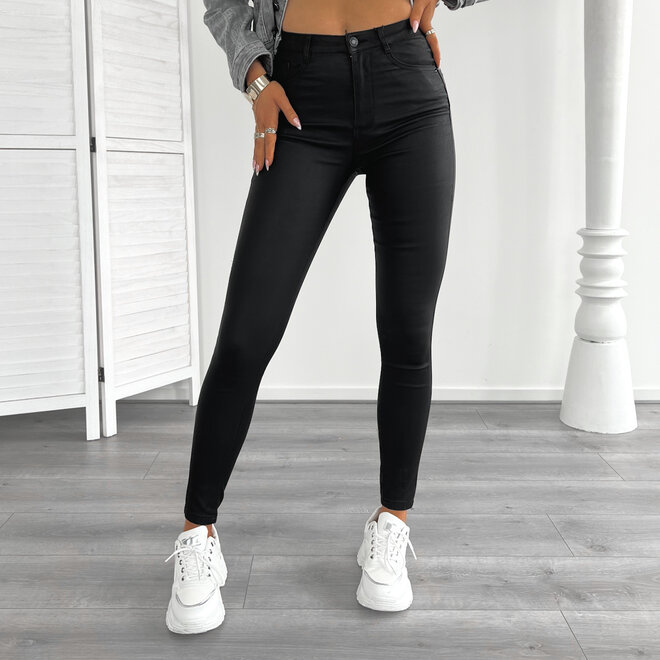 Laulia Coated Broek Zwart