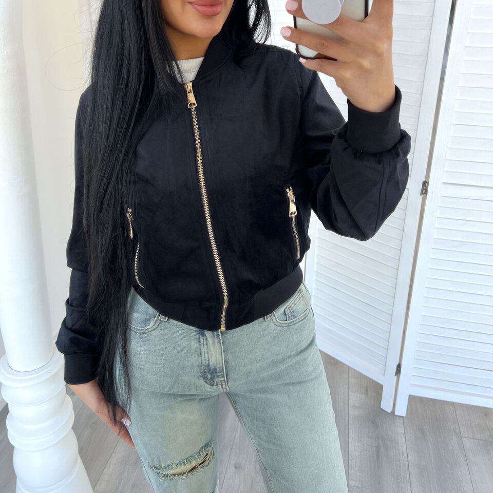 Suede Bomber Jasje Zwart