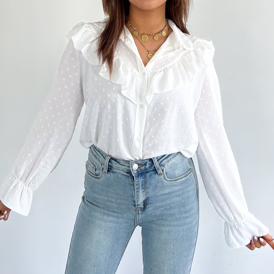 Bo Stippen Blouse Wit