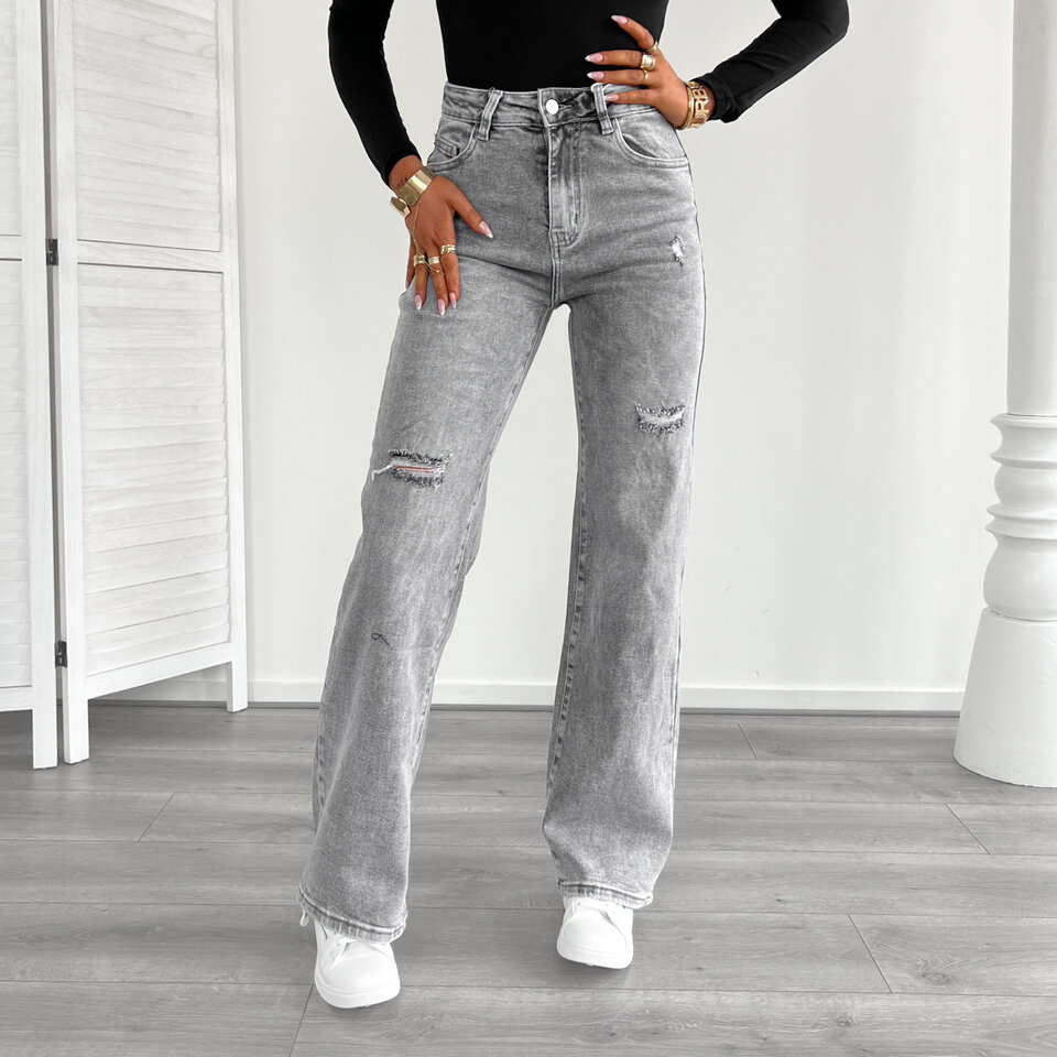 Robin Wide Leg Jeans Grijs