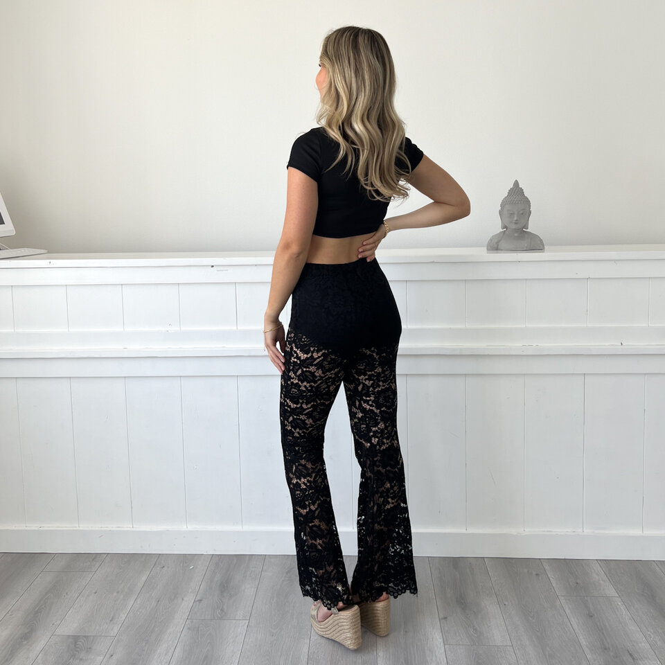 Flared Lace Broek Zwart