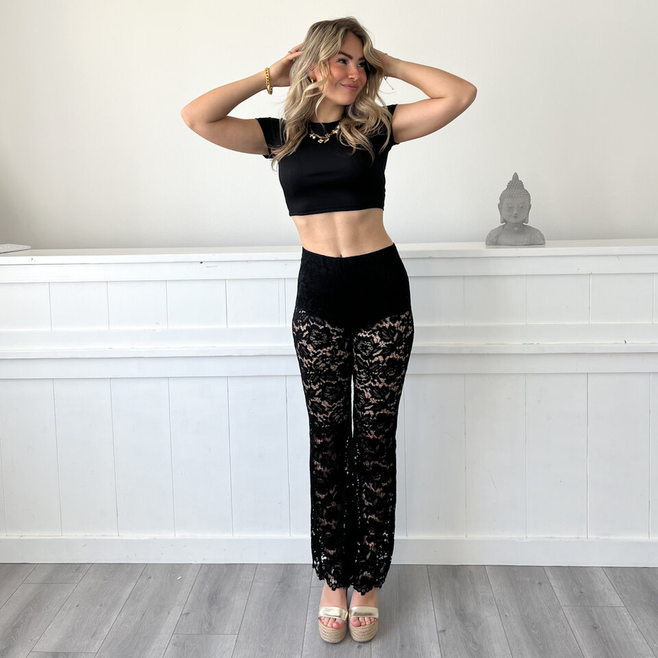 Flared Lace Broek Zwart