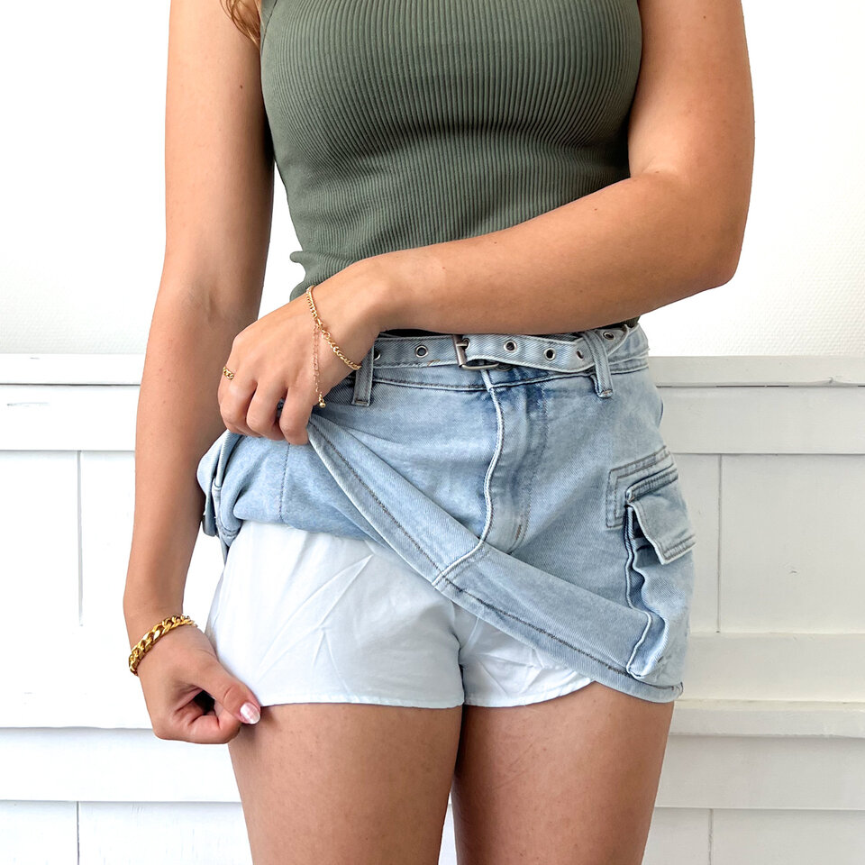 Denim Cargo Skort Blauw