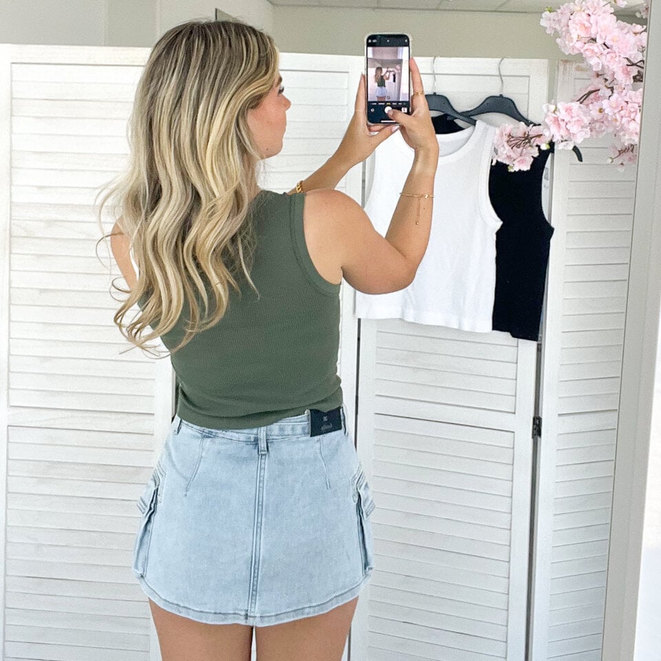 Denim Cargo Skort Blauw