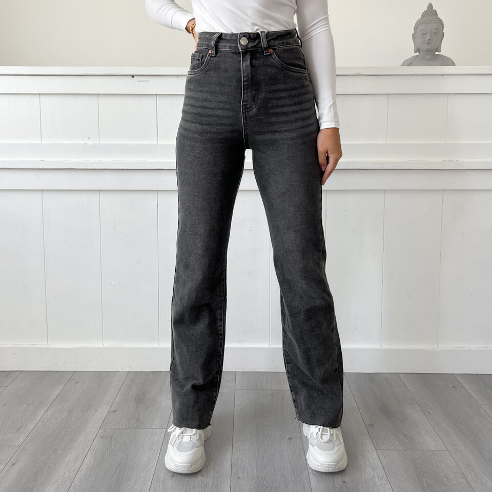 Jace Wide Leg Jeans Grijs