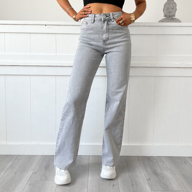 Abbey Wide Leg Jeans Grijs