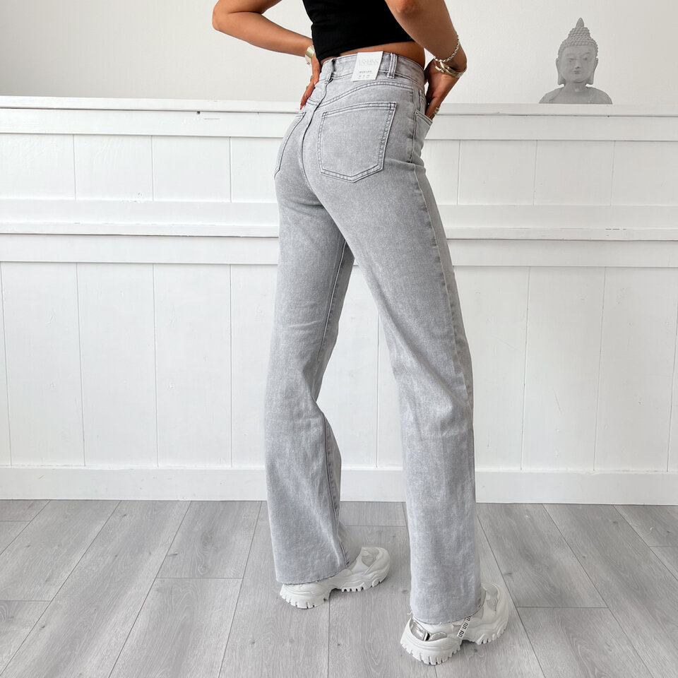 Abbey Wide Leg Jeans Grijs