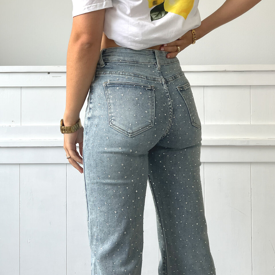 Sparkle Jeans Wide Leg Blauw