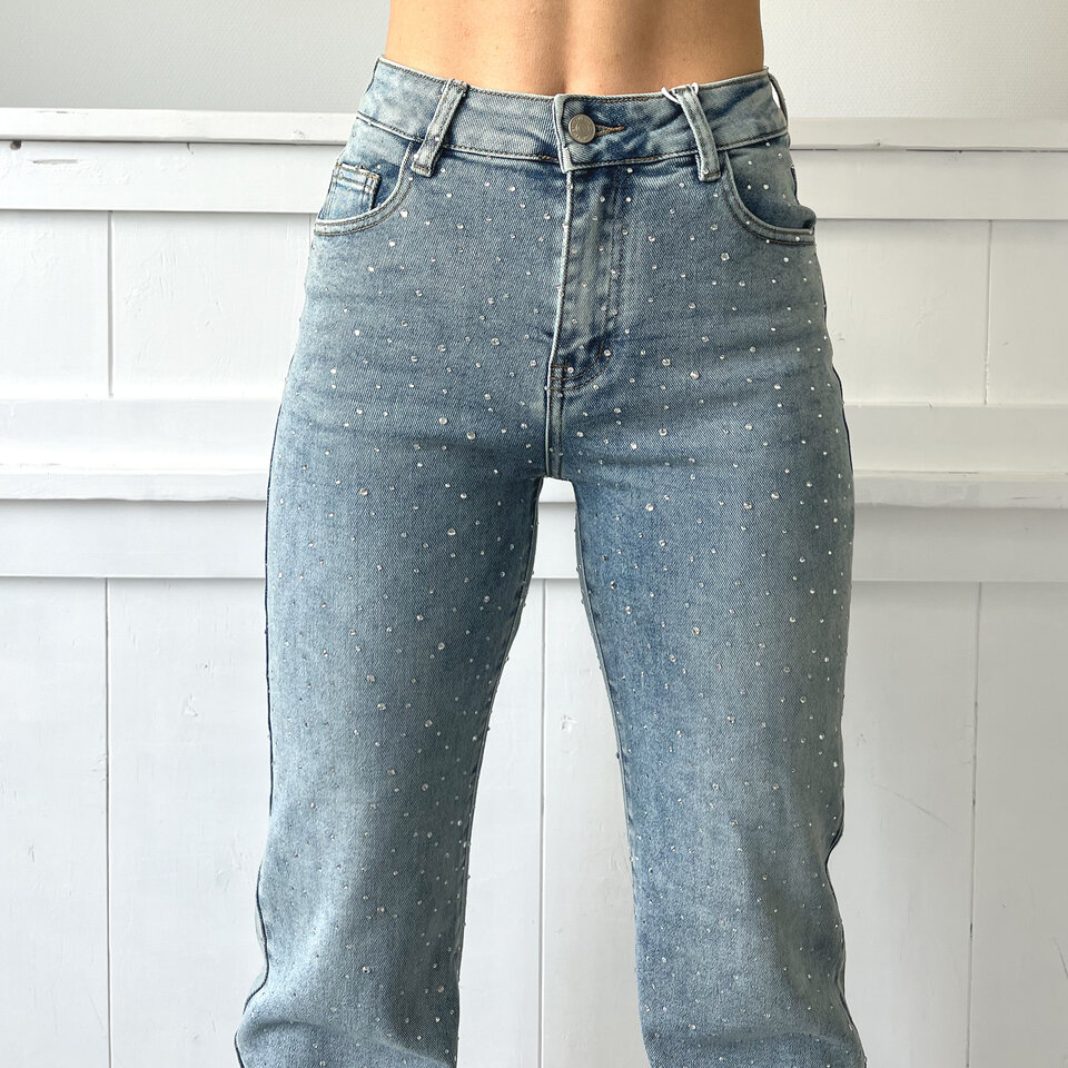 Sparkle Jeans Wide Leg Blauw