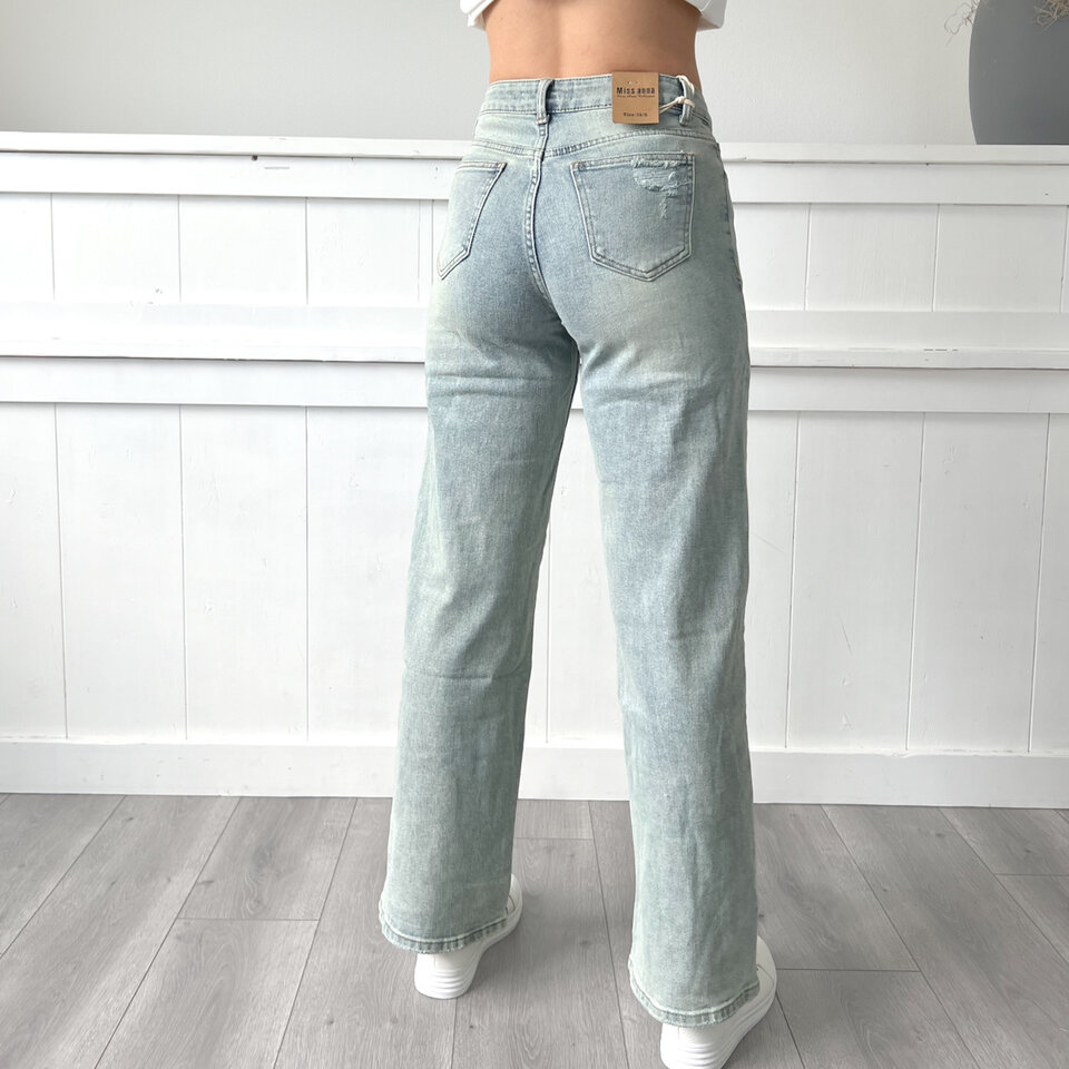 Petite Jade Wide Leg Jeans Blauw