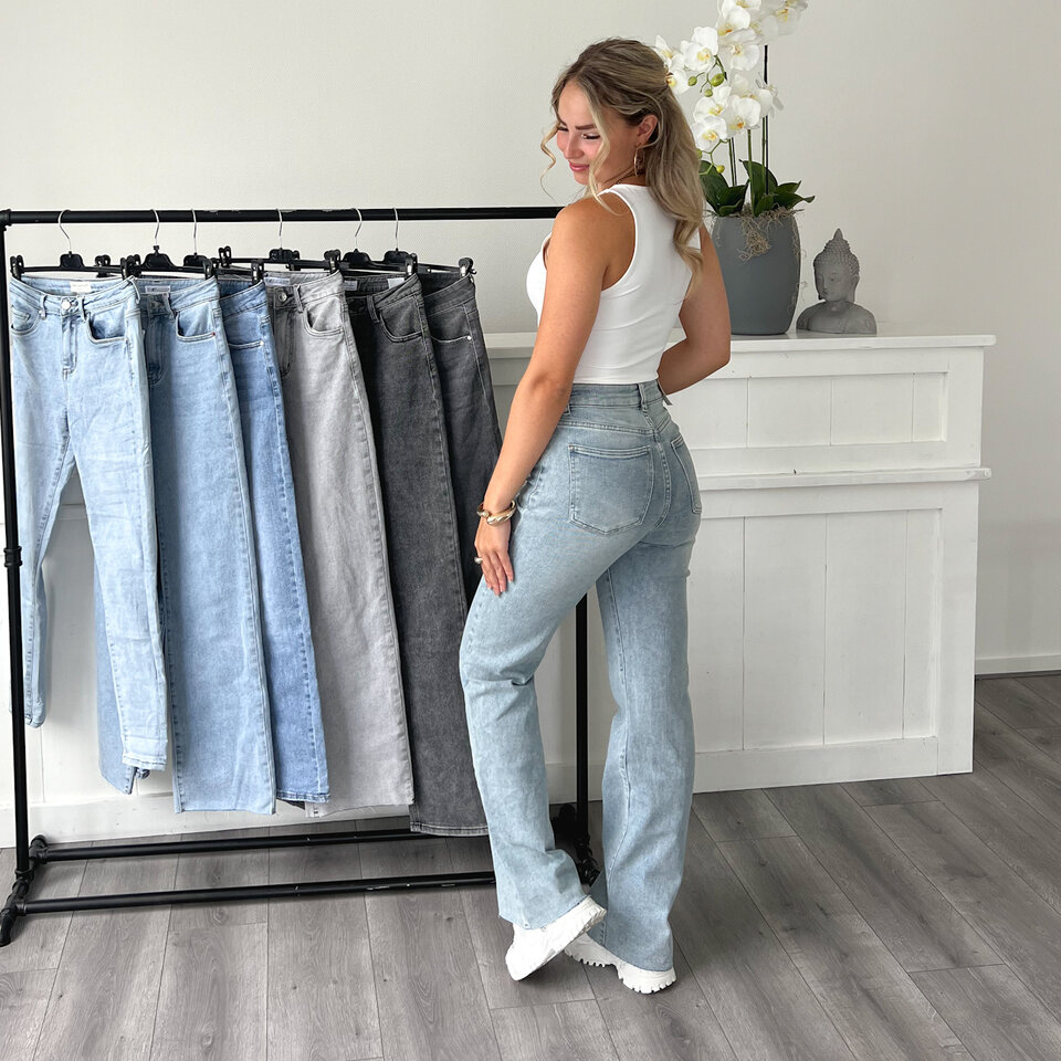 Lana Wide Leg Jeans Blauw
