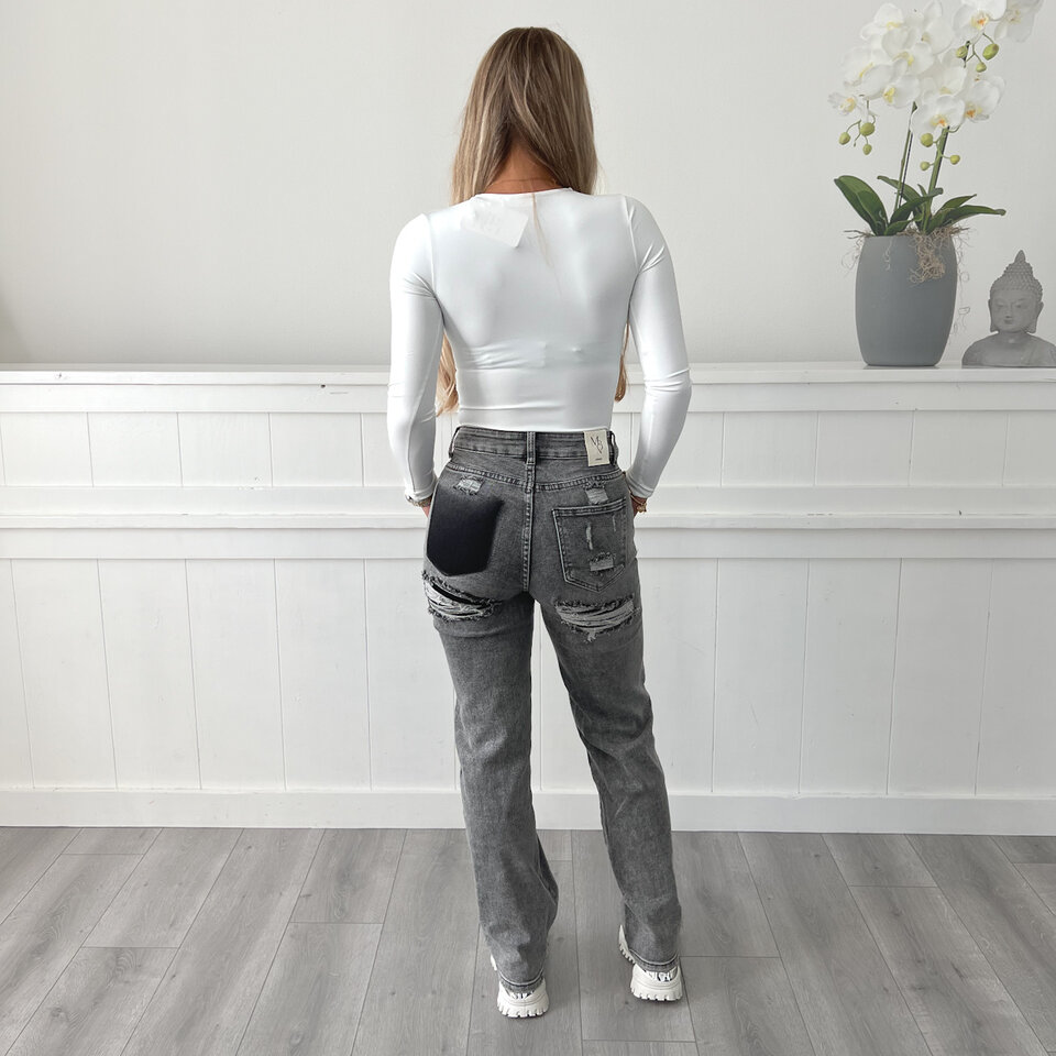 Lauren Wide Leg Jeans Grijs