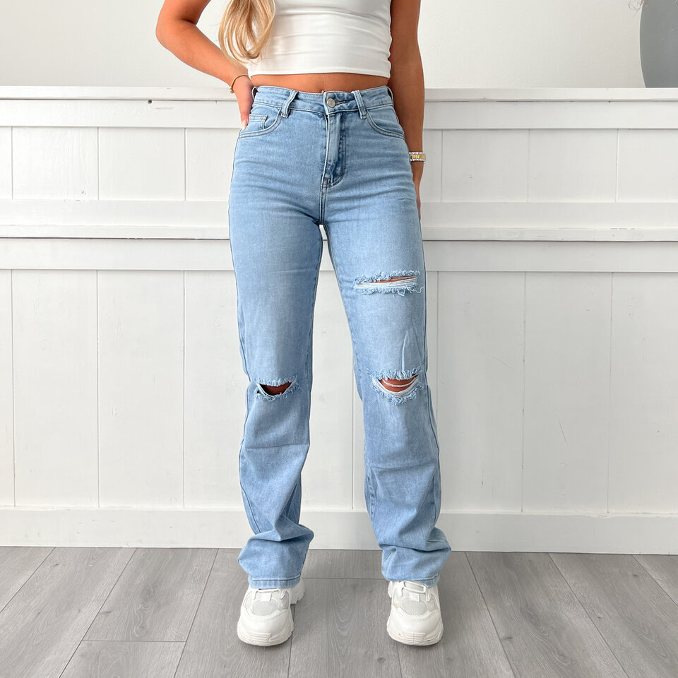 Veerle Wide Leg Jeans Blauw
