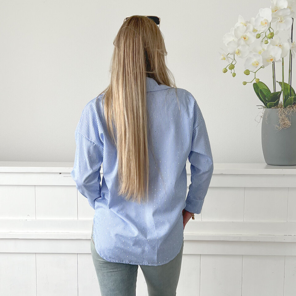 Diamantjes Strepen Blouse Blauw