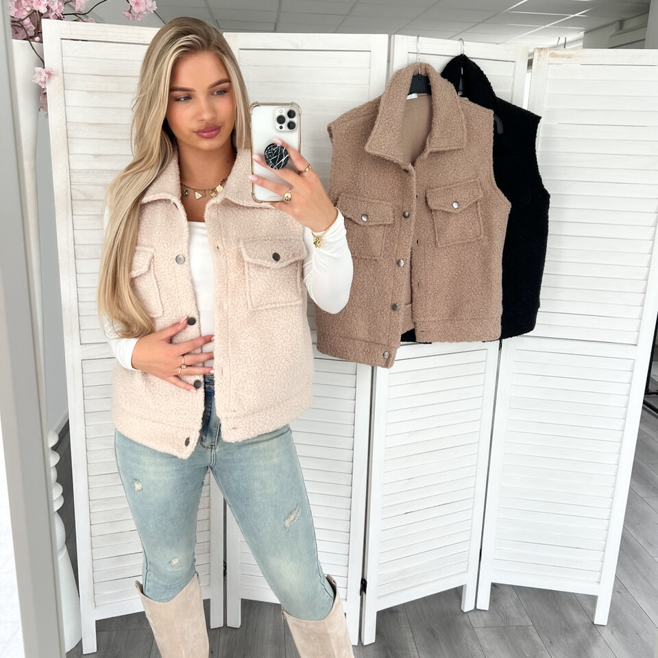 Teddy Gilet Beige