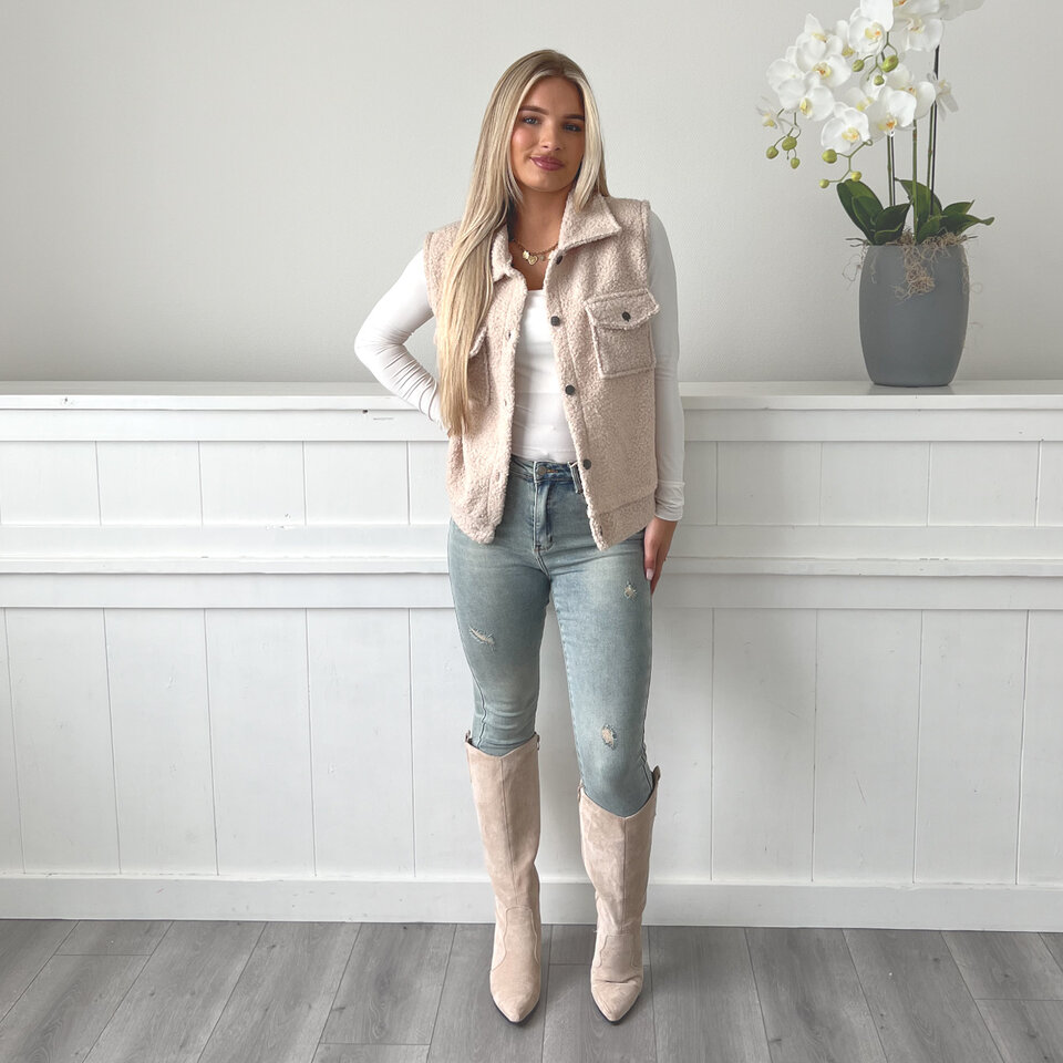 Teddy Gilet Beige