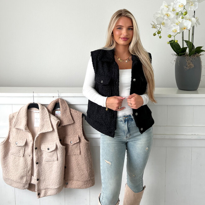 Teddy Gilet Zwart