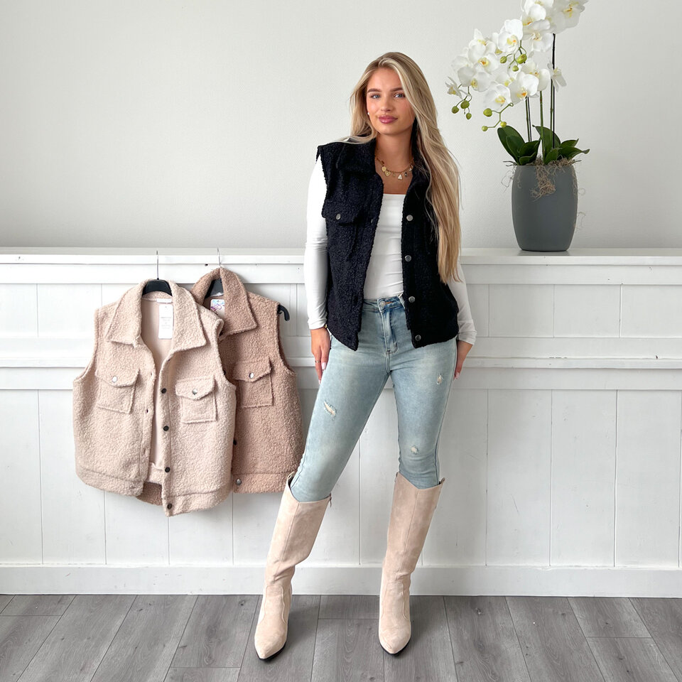 Teddy Gilet Zwart
