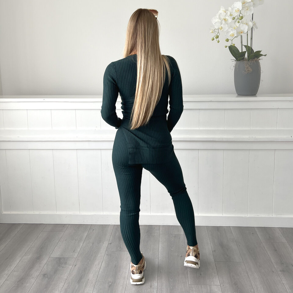 Comfy Ribbel Set Smaragdgroen