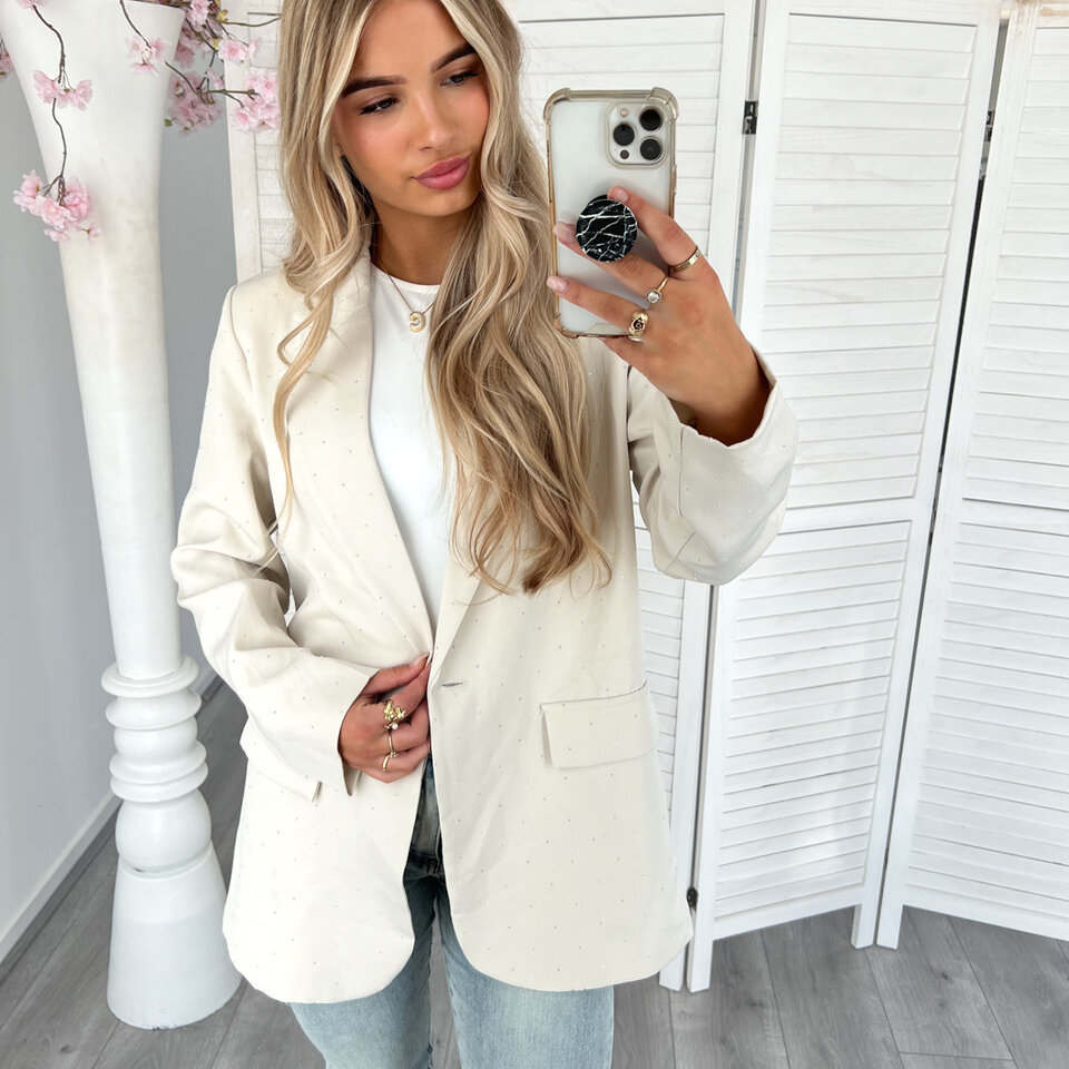 Diamantjes Blazer Beige