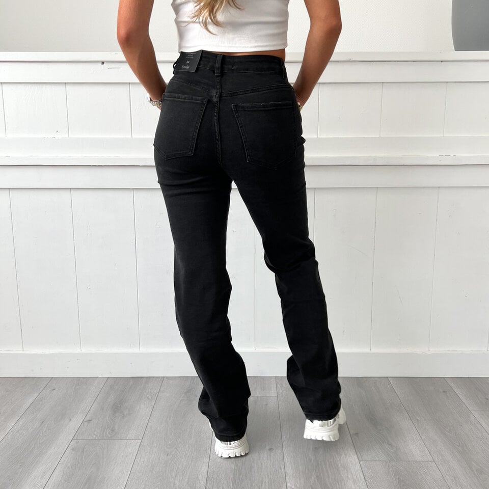 Joann Long Straight Jeans Zwart