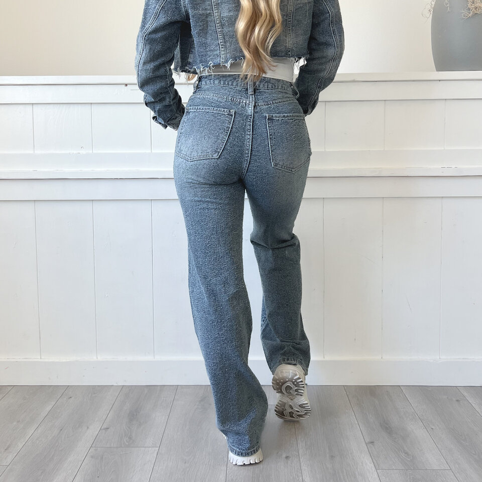 Sammy Wide Leg Jeans Blauw