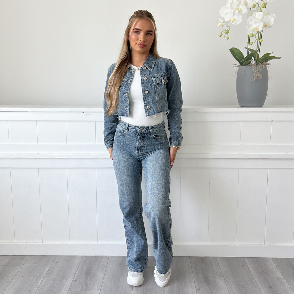 Sammy Wide Leg Jeans Blauw