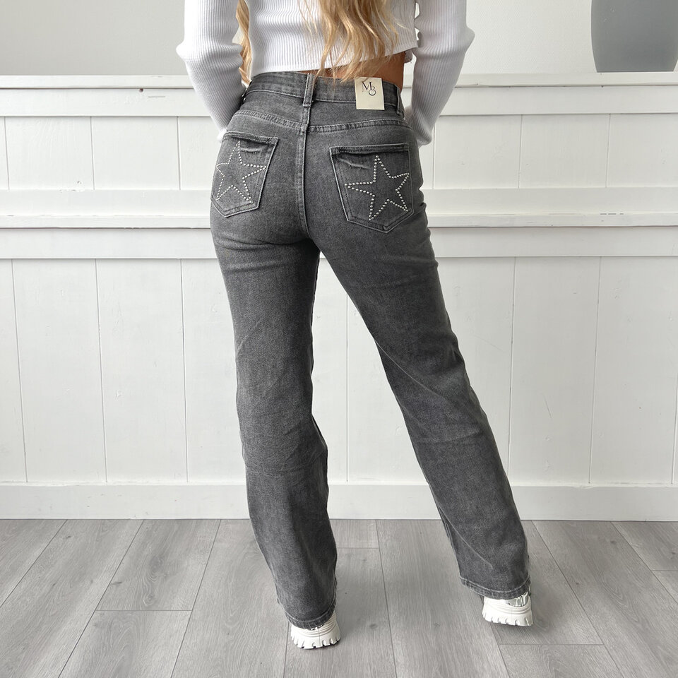 STER Wide Leg Jeans Grijs