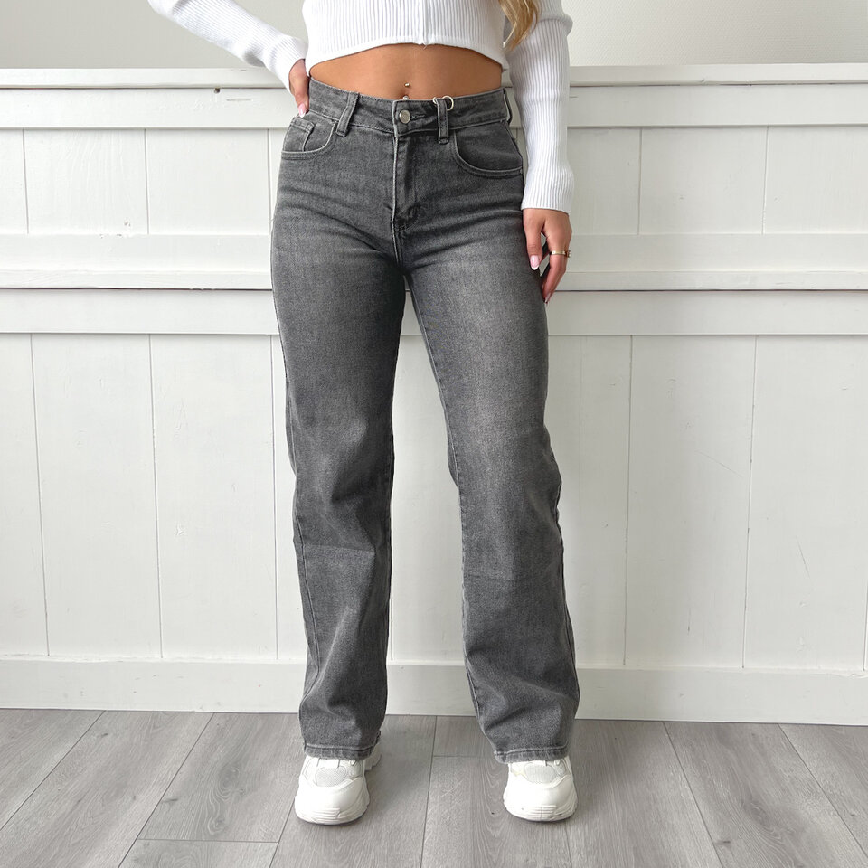 STER Wide Leg Jeans Grijs