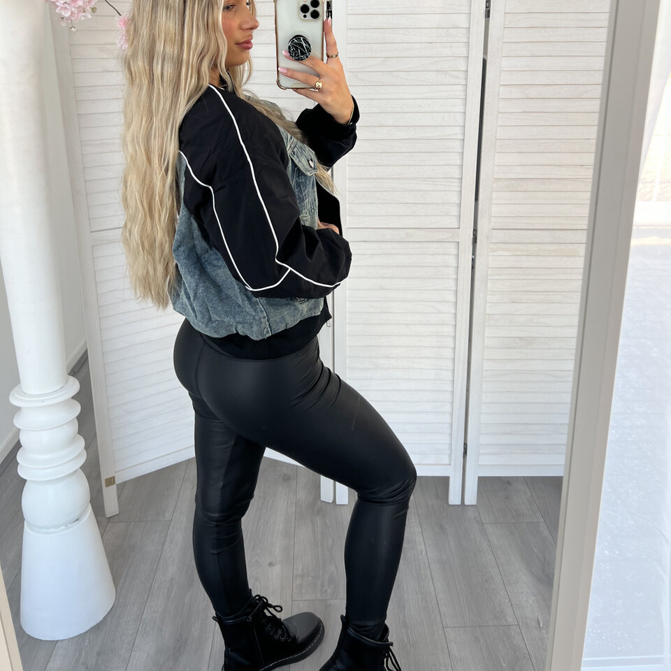 Denim Bomber Jacket Zwart