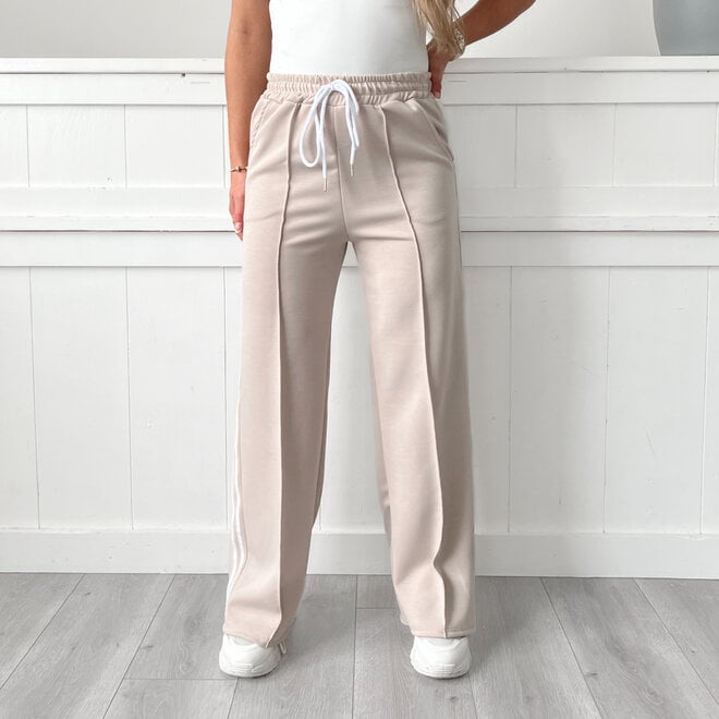 Strepen Jogging Broek Beige