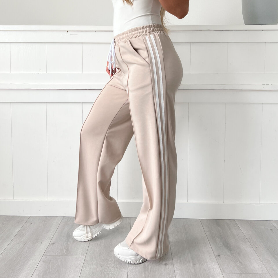 Strepen Jogging Broek Beige