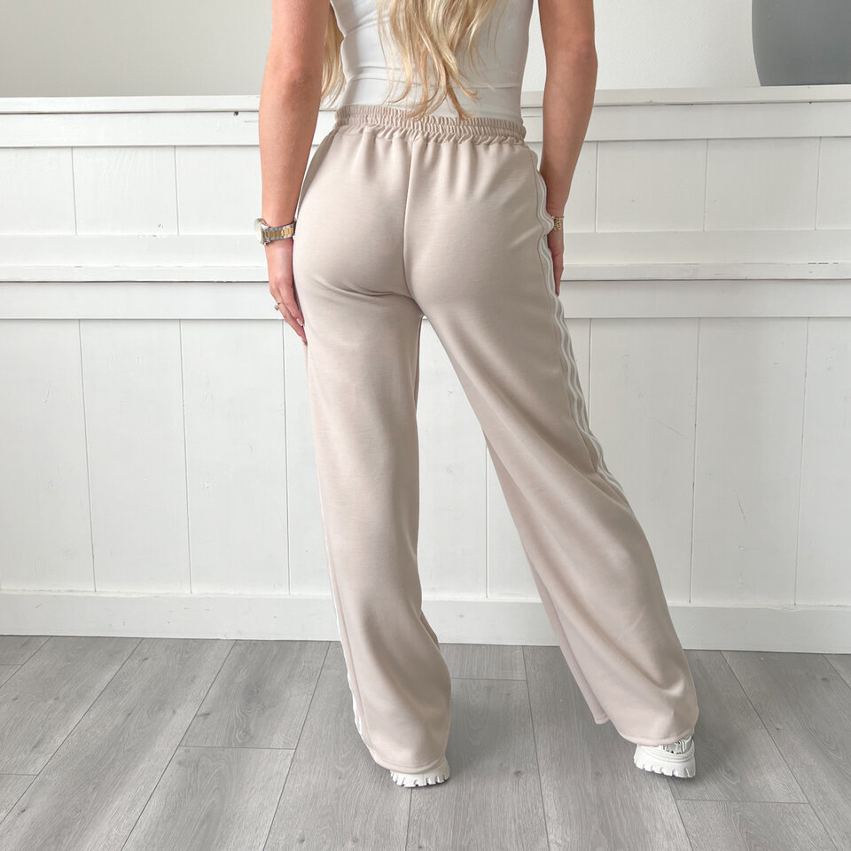 Strepen Jogging Broek Beige