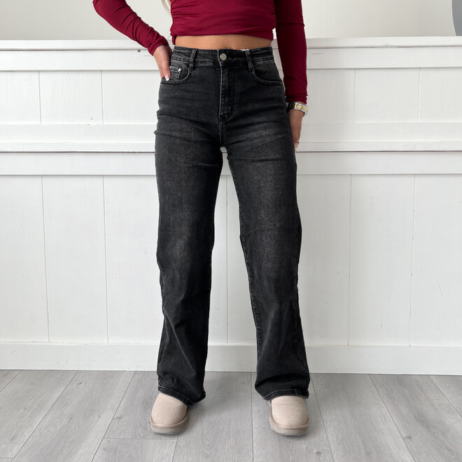 Ayla Wide Leg Jeans Zwart