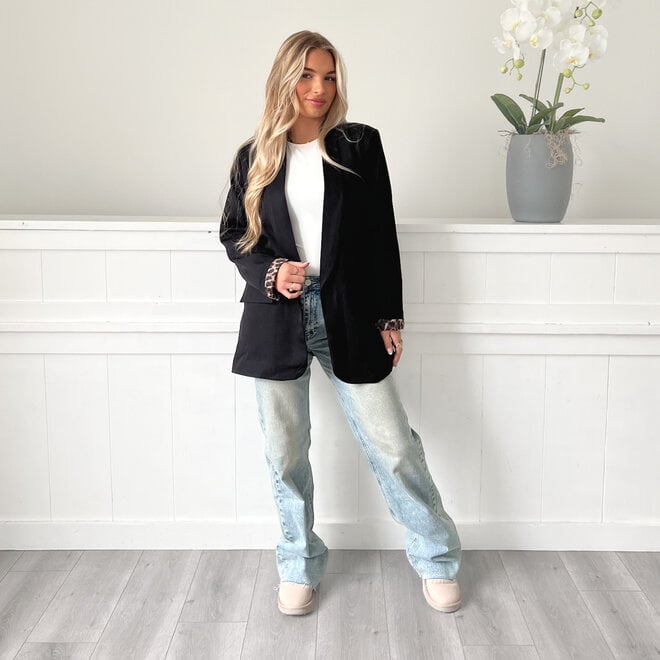 Leopard Blazer Zwart