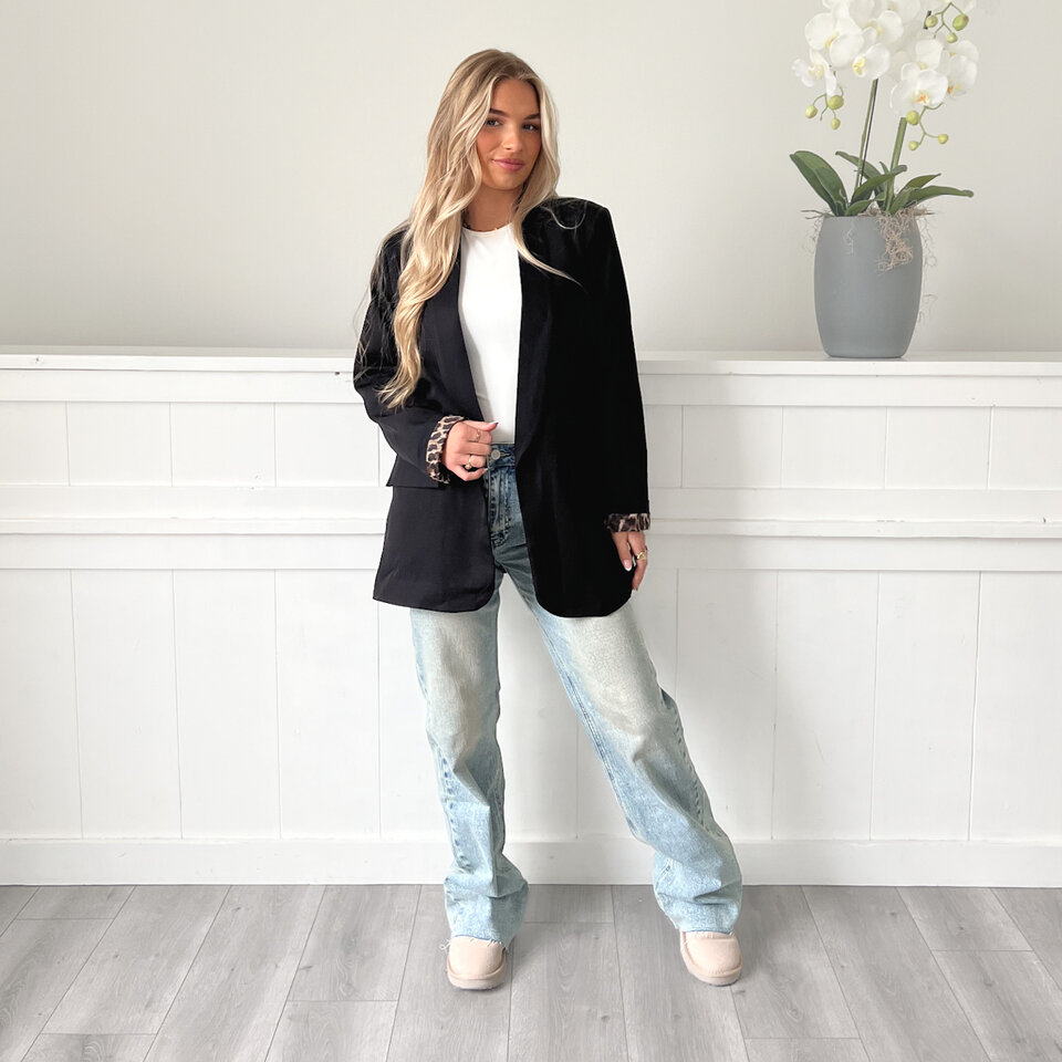 Leopard Blazer Zwart