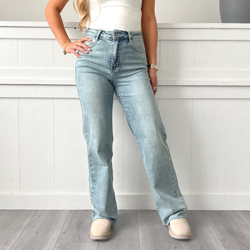 Maecy Wide Leg Jeans Blauw
