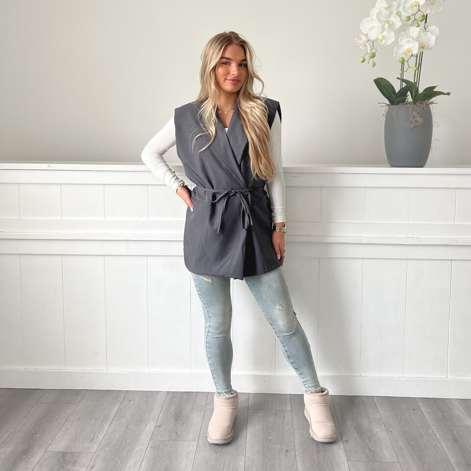 Mouwloos Blazer Gilet Grijs