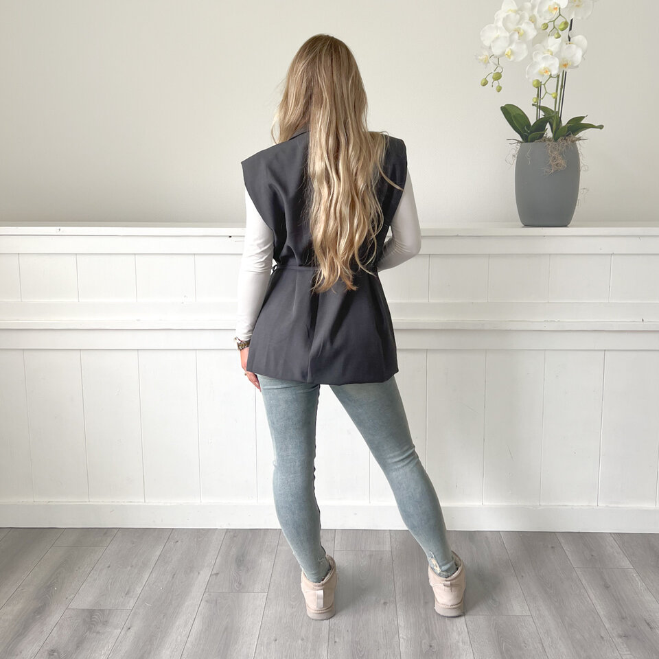 Mouwloos Blazer Gilet Grijs