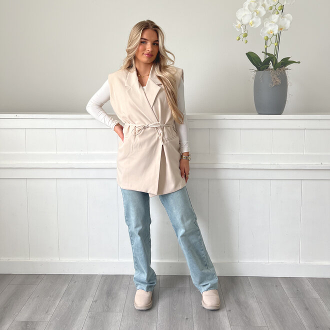 Mouwloos Blazer Gilet Beige