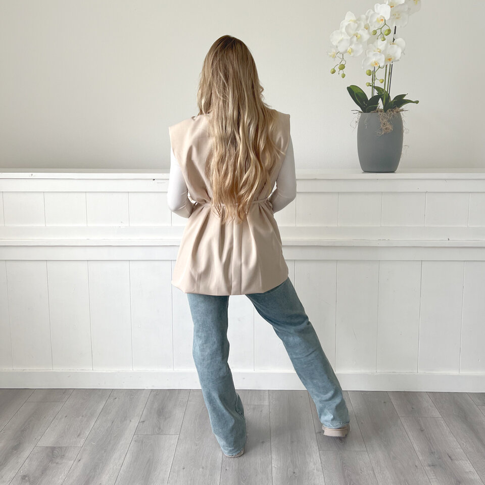 Mouwloos Blazer Gilet Beige