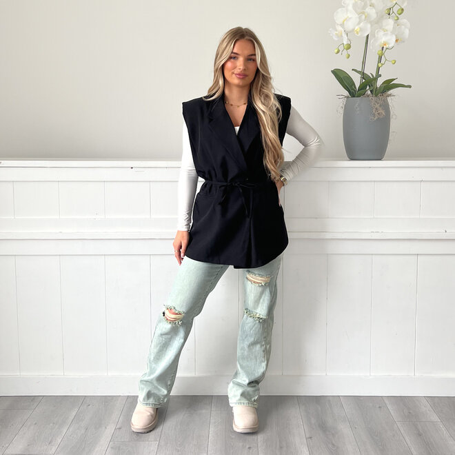 Mouwloos Blazer Gilet Zwart
