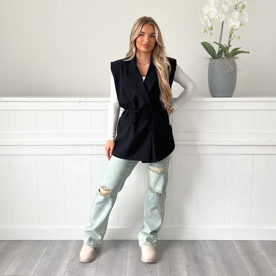 Mouwloos Blazer Gilet Zwart